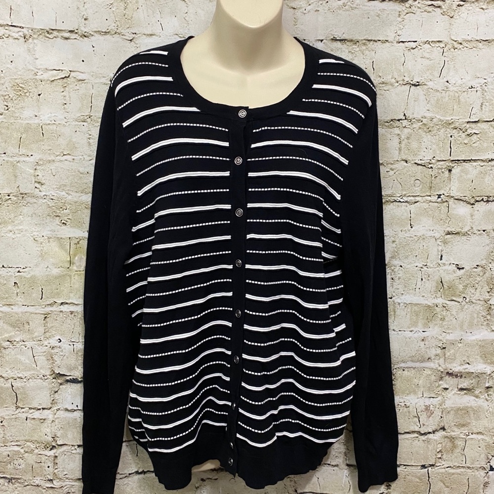 Croft & Barrow Black Striped Cardigan Sweater